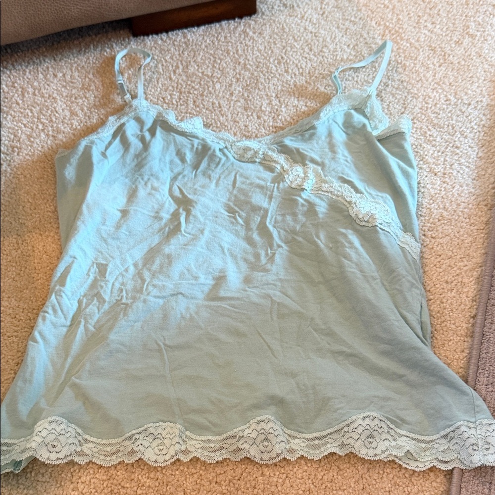 Express Sky Blue Lace Trim Camisole